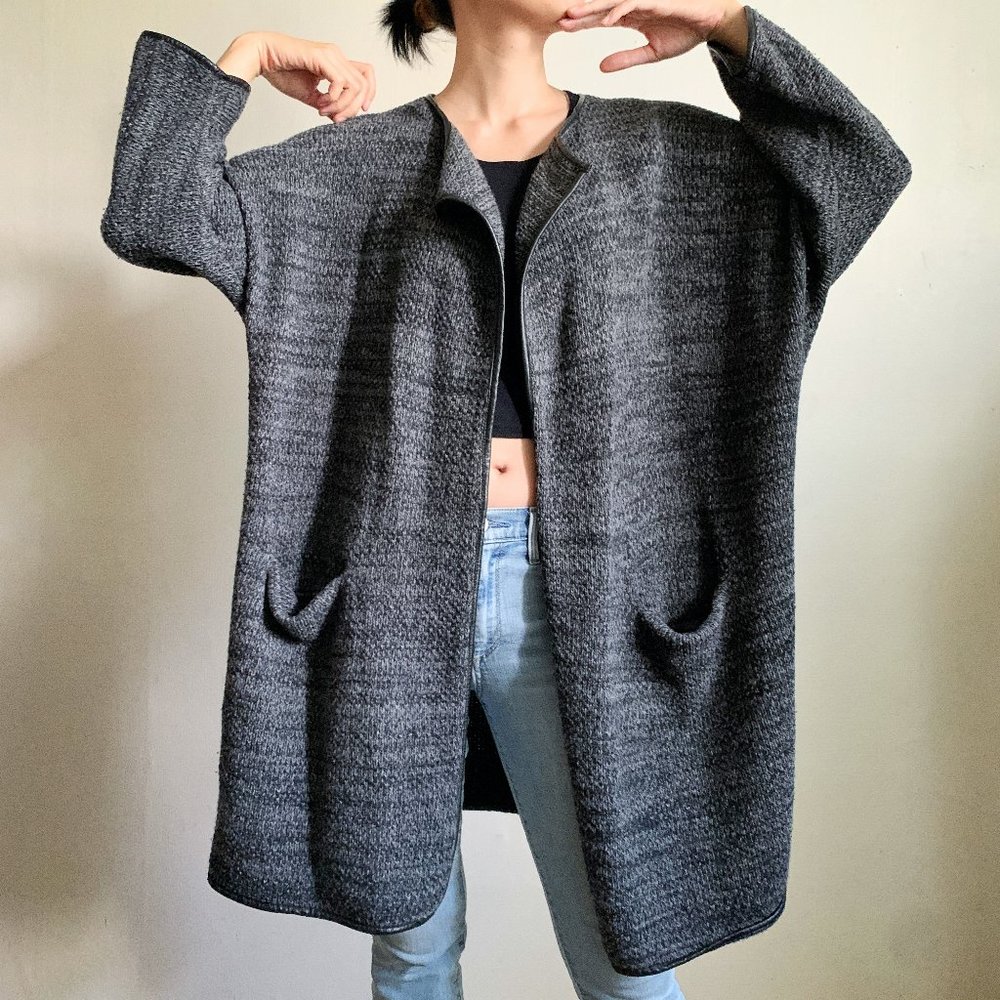 COS ladies Grey 100% Wool Oversized Cardigan, Gray
